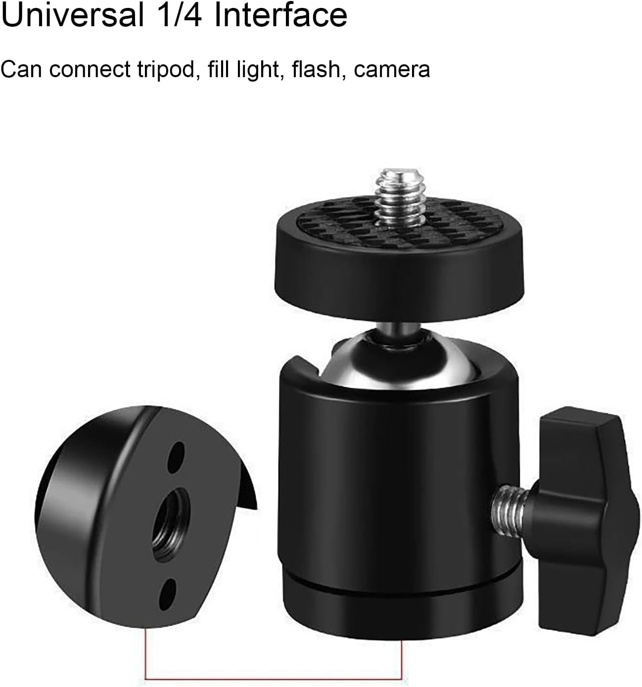 Generic 1/4" (2 Pack) Mini Ball Head, Swivel Mini Ball Head Screw Tripod Mount for LED Video Light, Microphone