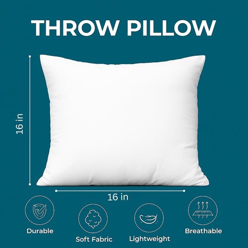 LANE LINEN Throw Pillow Insert - Pack of 2 White 16x16 Inserts for Decorative Couch Pillows