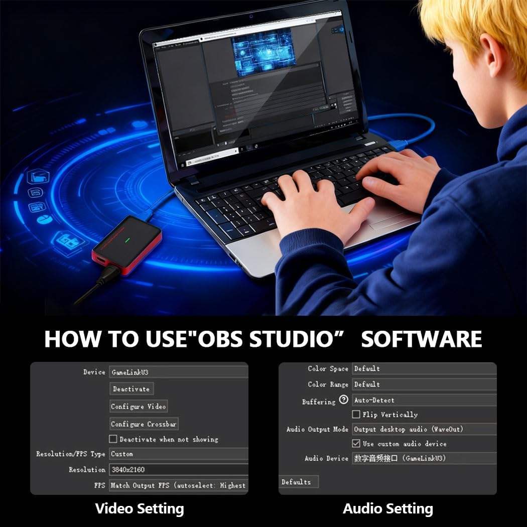 SOGTICPS 4K30 1080p60, 3.2 1 3.5 mm PS5/Xbox/Switch/DSLR/iPad HDMI Game Capture Card USB Gen Type-C & USB-A, Zero-Lag