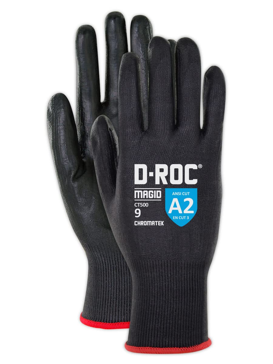 MAGID ChromaTek ANSI A2 Hyperon Blend PU Palm Coated Work Gloves, 48 Pairs, CT500