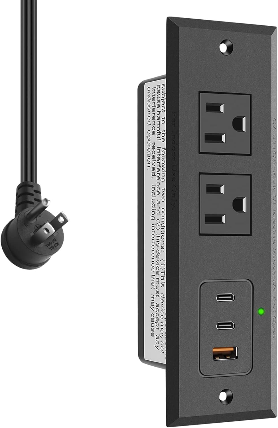 CCCEI 45W 6 45 Recessed Power Strip with USB-C Ports, Fast Charging USB A Port Desk Outlet, Black Furniture Hidden