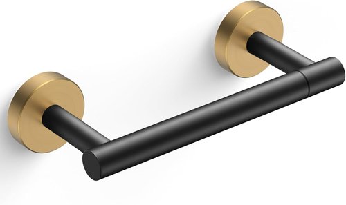 FORIOUS Toilet Paper Holder - Rustproof Stainless Steel Double Post Pivoting Design | Matte Black & Brushed Gold