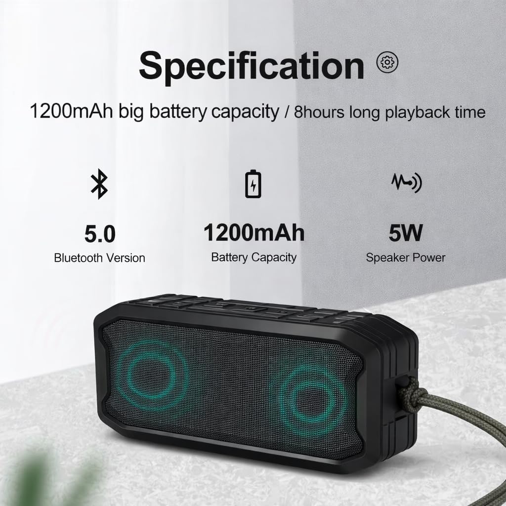 M MAYHEY IPX7 360 8 5W 5.0, Portable Bluetooth Speaker Waterproof, Surround Sound, Hours Playback, HD Sound, Bluetooth