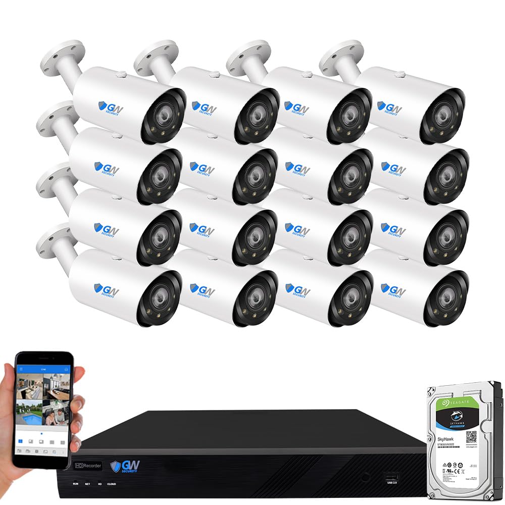 Gw Security 4K (3840x2160) 4X Optical Motorized Zoom Outdoor 8MP Dome PoE IP 16 Channel Security Camera System, 130FT Night Vision, AI Facial Recognition/Human/Vehicle Detection (16 Cameras)