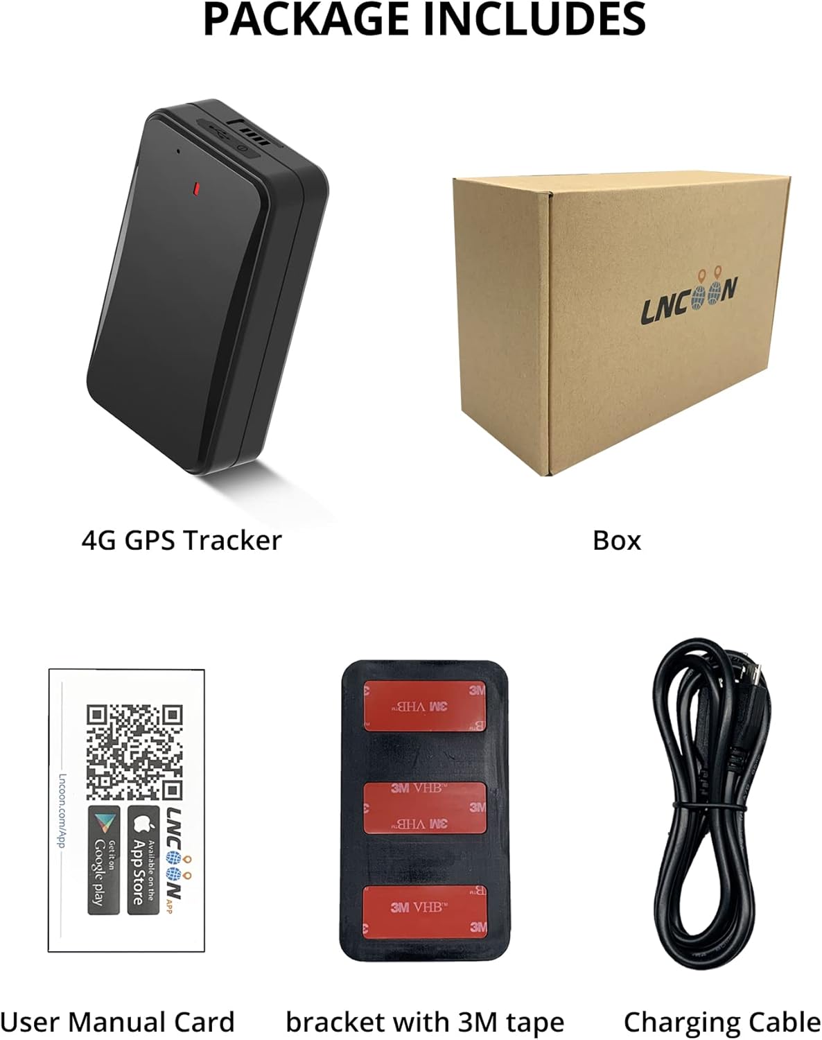 LNCOON 10000mAh LL301 Car GPS Tracker, Tracking Devices for Cars Large Battery Waterproof, Real-Time Tracking