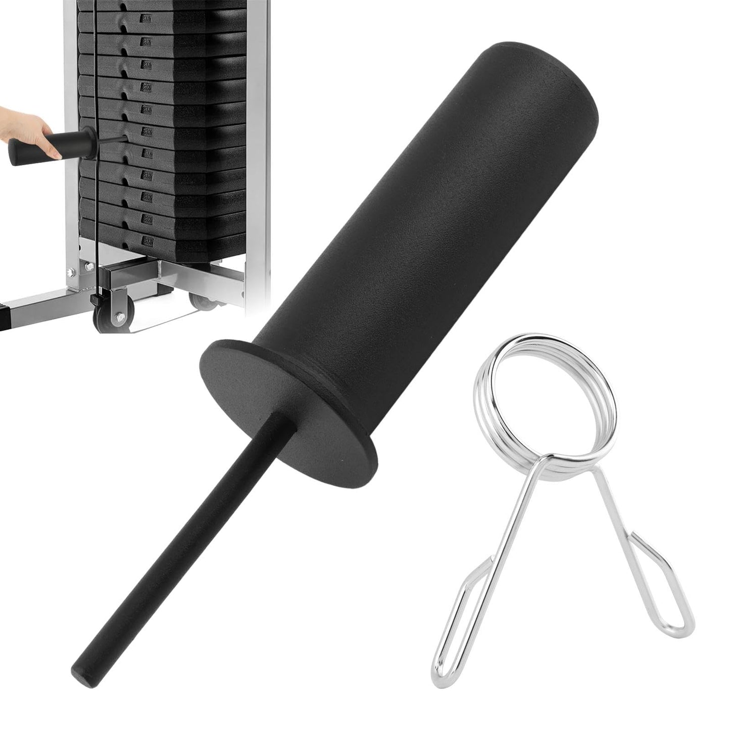 LZQMRVAK Weight Stack Pin Extender, 110 lbs Capacity – Fits Home/Commercial Gyms, 10mm Gym Pin with Spring Clip Collar for Weight Stacks, Smith Machines & Fitness Rigs
