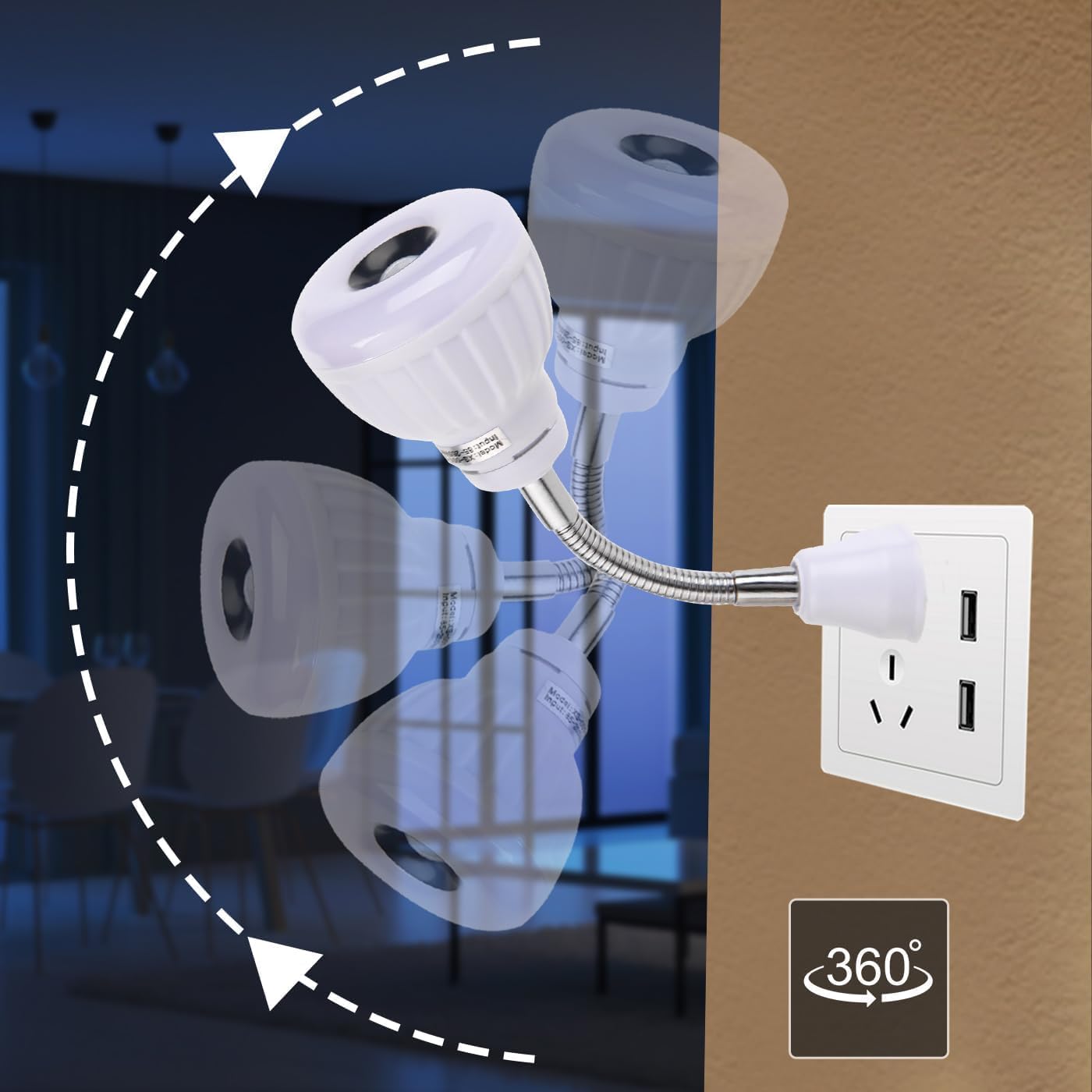 eyesfon (5, Plug in Motion Sensor Light, Dusk to Dawn Night Light AC Outlet Plug-in Wall Stair Lamp Indoor Smart Motion