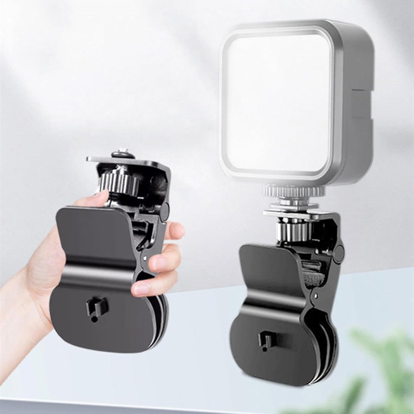 KxpkBom 2-Pack 1/4" Selfie Light Clip Mount Holder with Screw Connector - Universal Clamp Stand for Monitors, Cameras