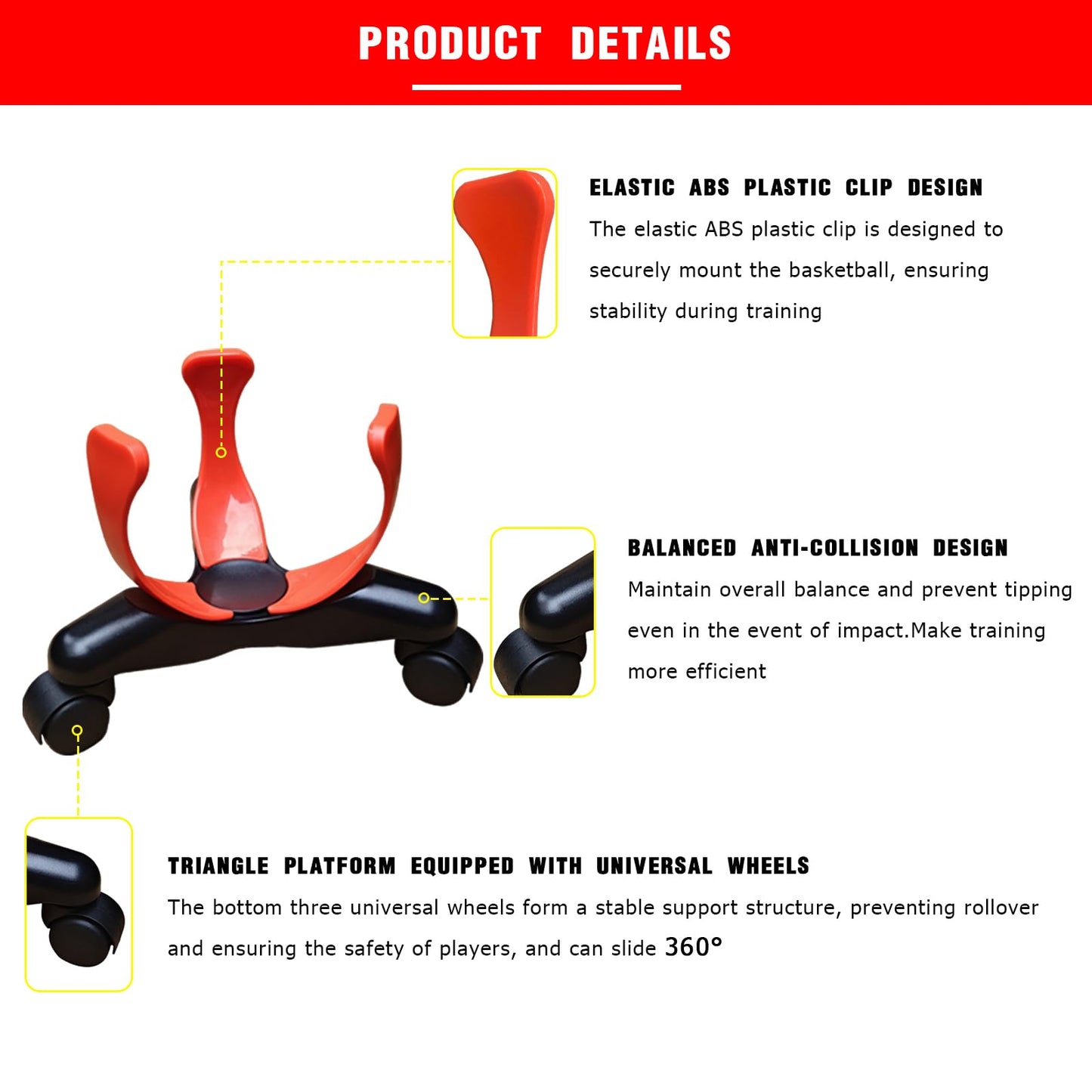 bibahala Sideways Low-Center Dribbling Sliding Clamps Basketball Training Equipment Improve Skills Agility Coordination Training Kit Suitable for Basketballs of Size 5, 6, and 7