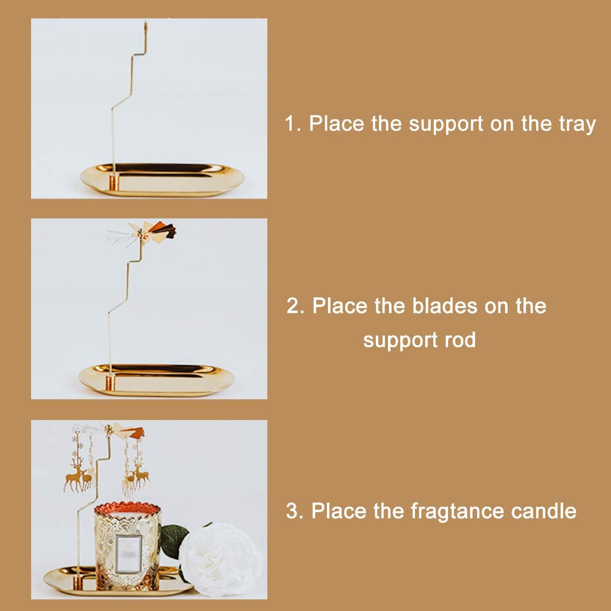 UCINNOVATE Christmas Spinning Candle Holder - Deer Rotating Candlestick Set for Romantic Home Decor | Golden