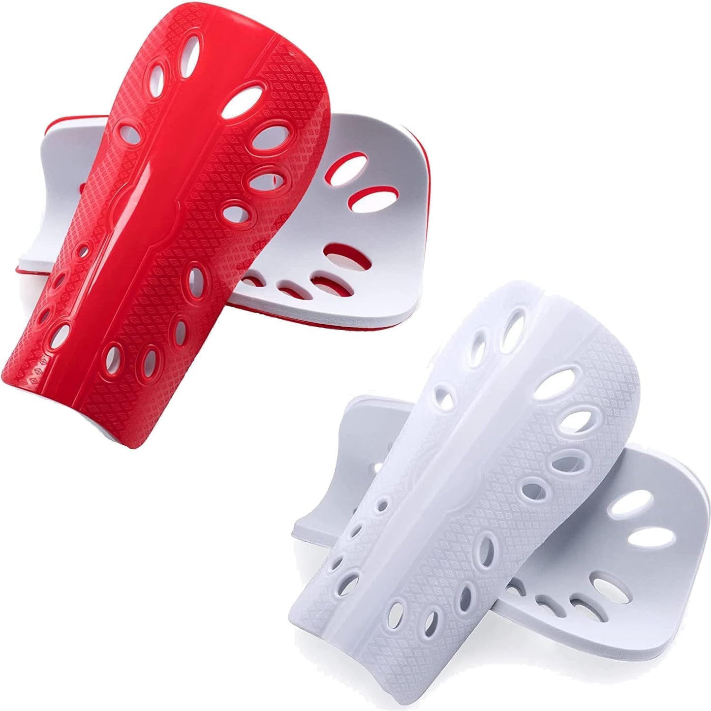 Soccer Shin Guards, 2 Pairs Soccer Shin Sleeves Superlight and Breathable Shin Guard Equipment for Boys and Girls, Protective Football Gear Shin Pads for Youth Teens Adults (Red and White, Large)
