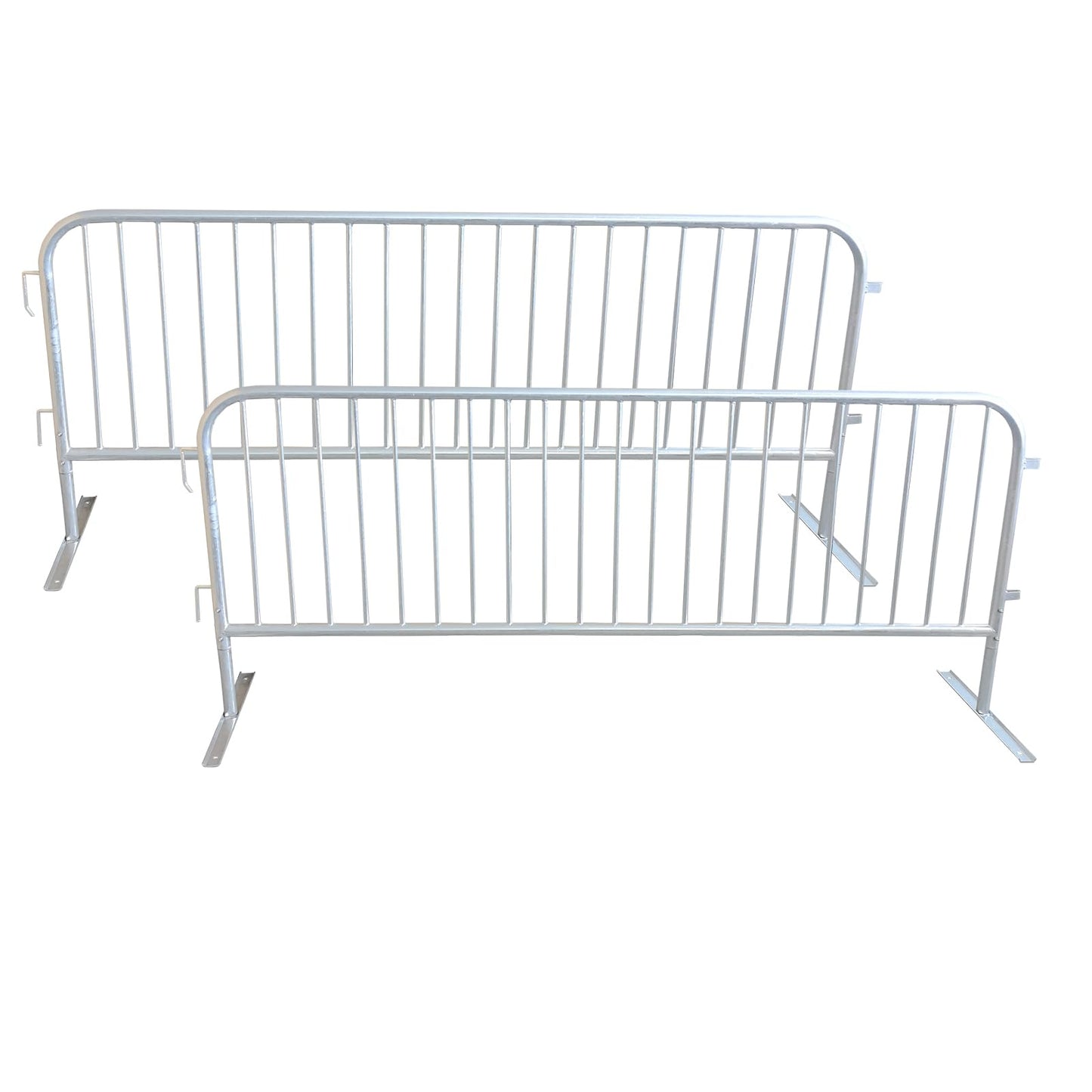 ZUVELLO 2 Pack 8.5 Ft Steel Crowd Control Heavy Duty Interlocking Steel Safety Barriers Barricade Fence Frame Guard for Events Road Traffic Control, Galvanized Silver