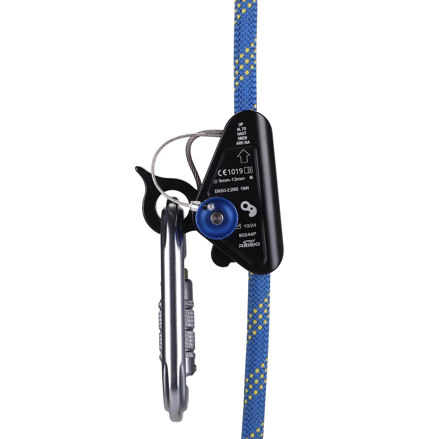REISIO 15KN Detachable Rope Grab Ascender,11-12 MM Rope Flip Line Climbing Ascender for Rock Climbing, Tree Climbing and Rescue Mountaineering Tree Arborist Caving (ZWQ-002)