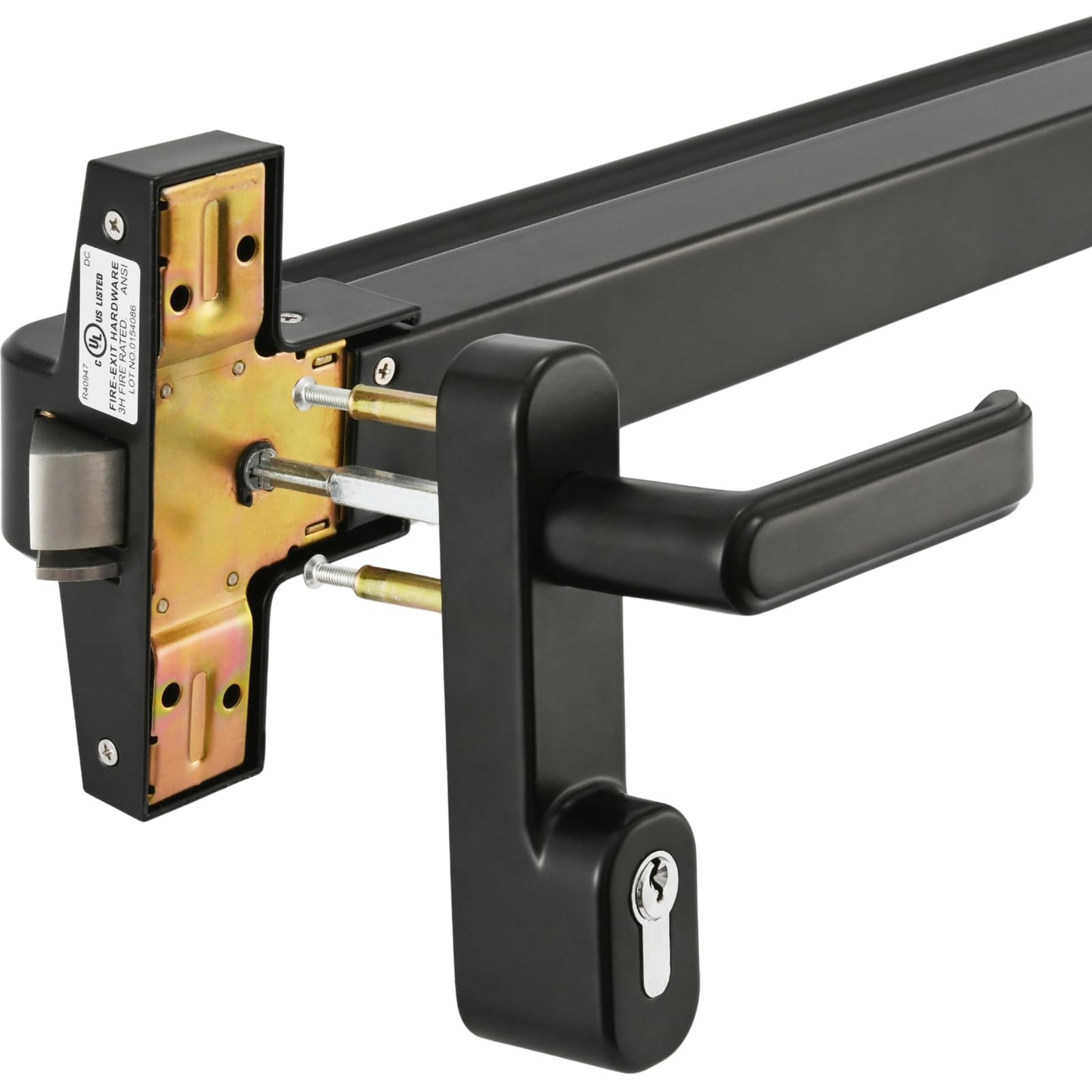 NCLTHS Commercial Push Bar Panic Exit Device with Lever Handle, 304 Stainless Steel, UL10C & ANSI Grade 1 Certified, Emergency Door Hardware (1710P- Push Bar Panic Exit Device+Lever Handle)