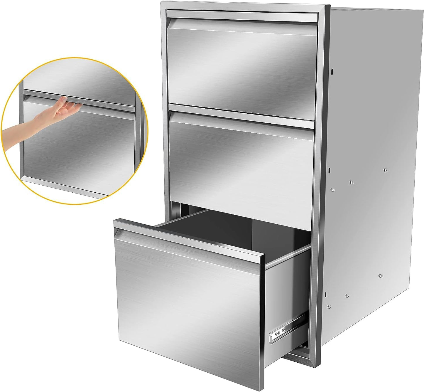 KODOM 17W x 30H x 21D Inch Outdoor Kitchen Drawers, Flush Mount Access BBQ Drawers, BBQ Island Drawers for Outdoor Kitchens or BBQ Island Patio Grill Station