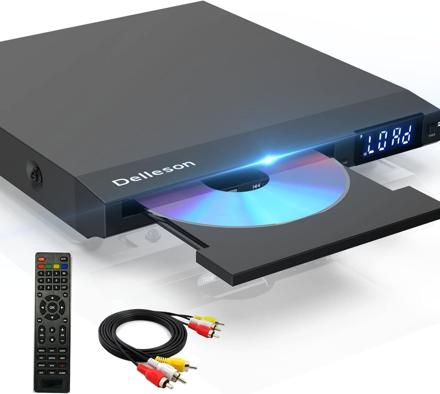 Delleson Region Free DVD Player for TV with AV Port, Compact CD/DVD Players for Home, DVD Player with Remote Control