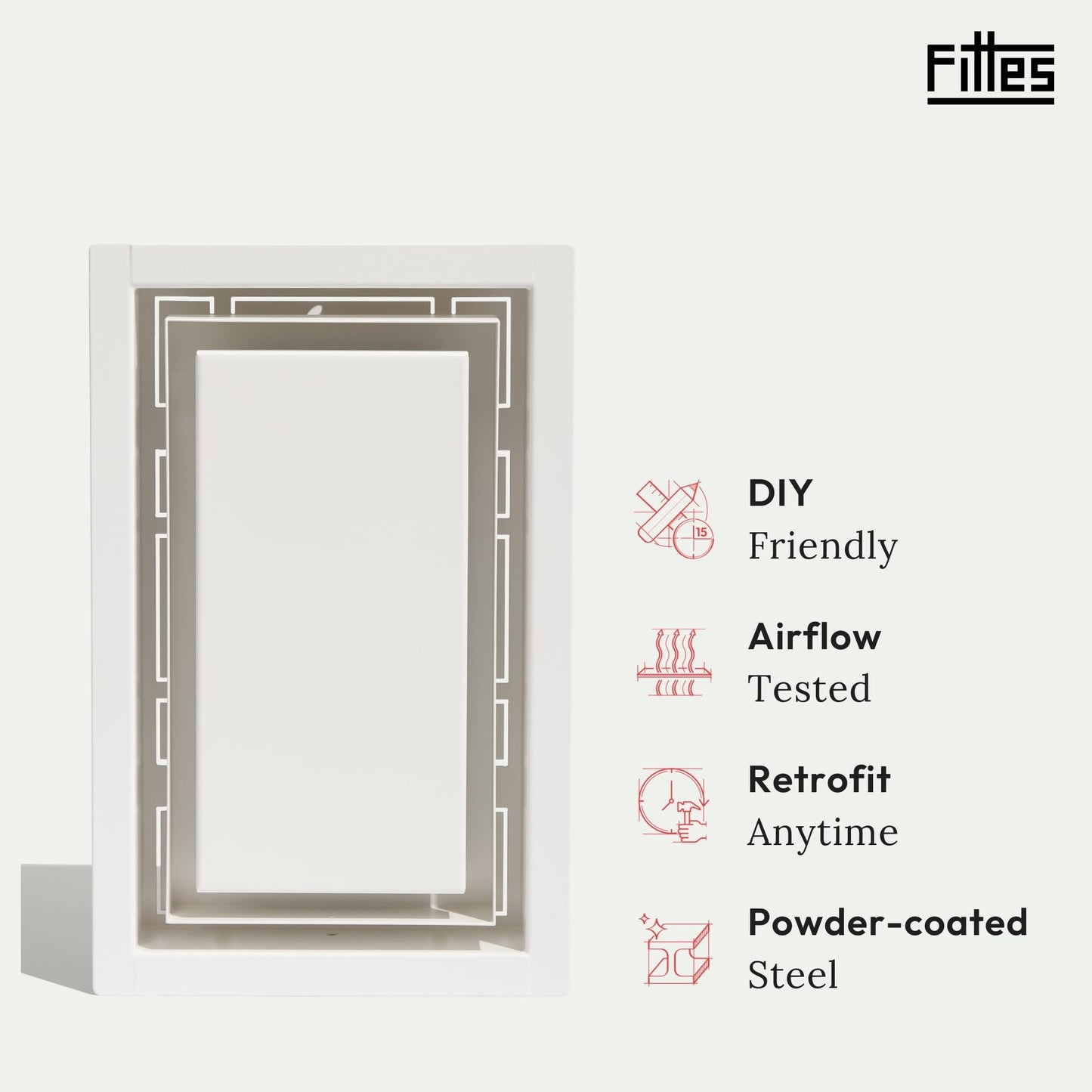 Fittes Framed Wall Vent [Luxe+], Steel HVAC Air Return Register Cover, Customizable Adjustable Increased Airflow Solution for Home or Ceiling, 15-Min DIY Setup, Damper Included – 8"x14" – White