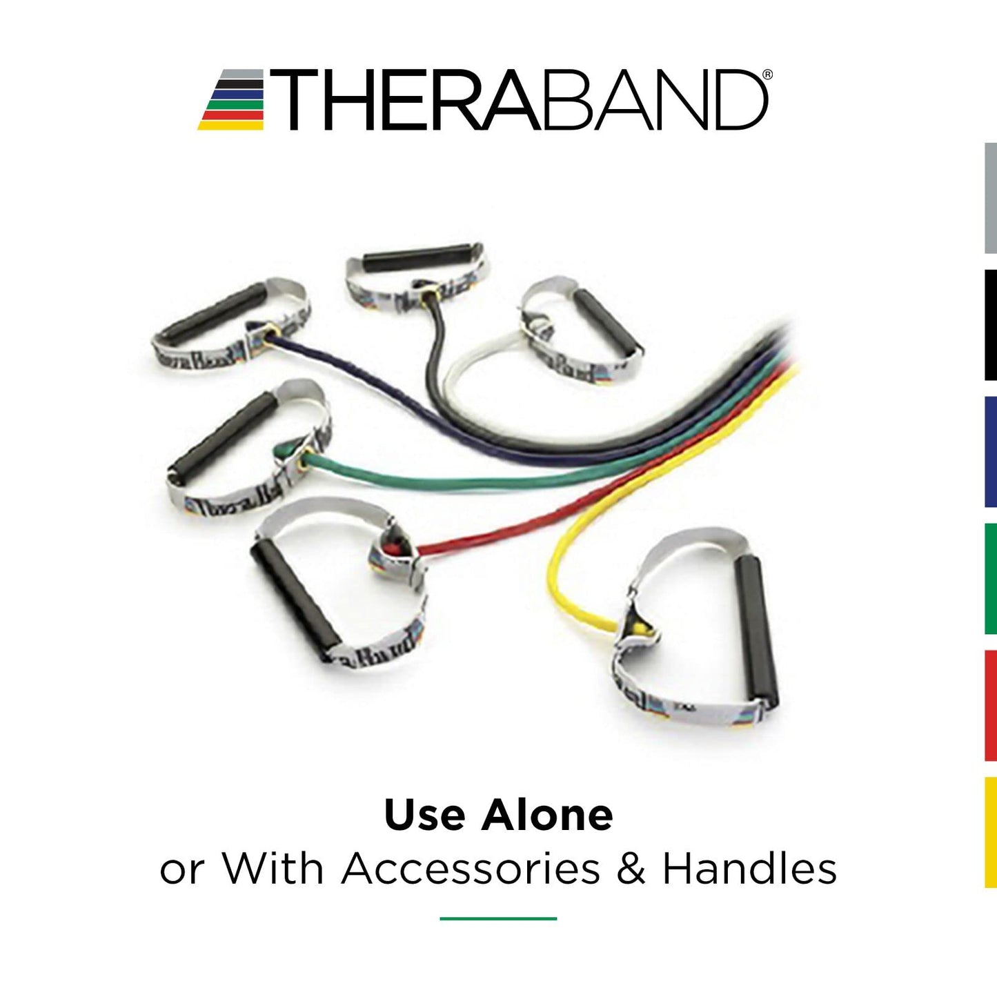 THERABAND Resistance Tubing with Soft Handles, Yellow, Light Level, 48" Latex Stretch Resistance Bands for Exercise, Professional Workout Bands for Upper & Lower Body, Color-Coded Levels