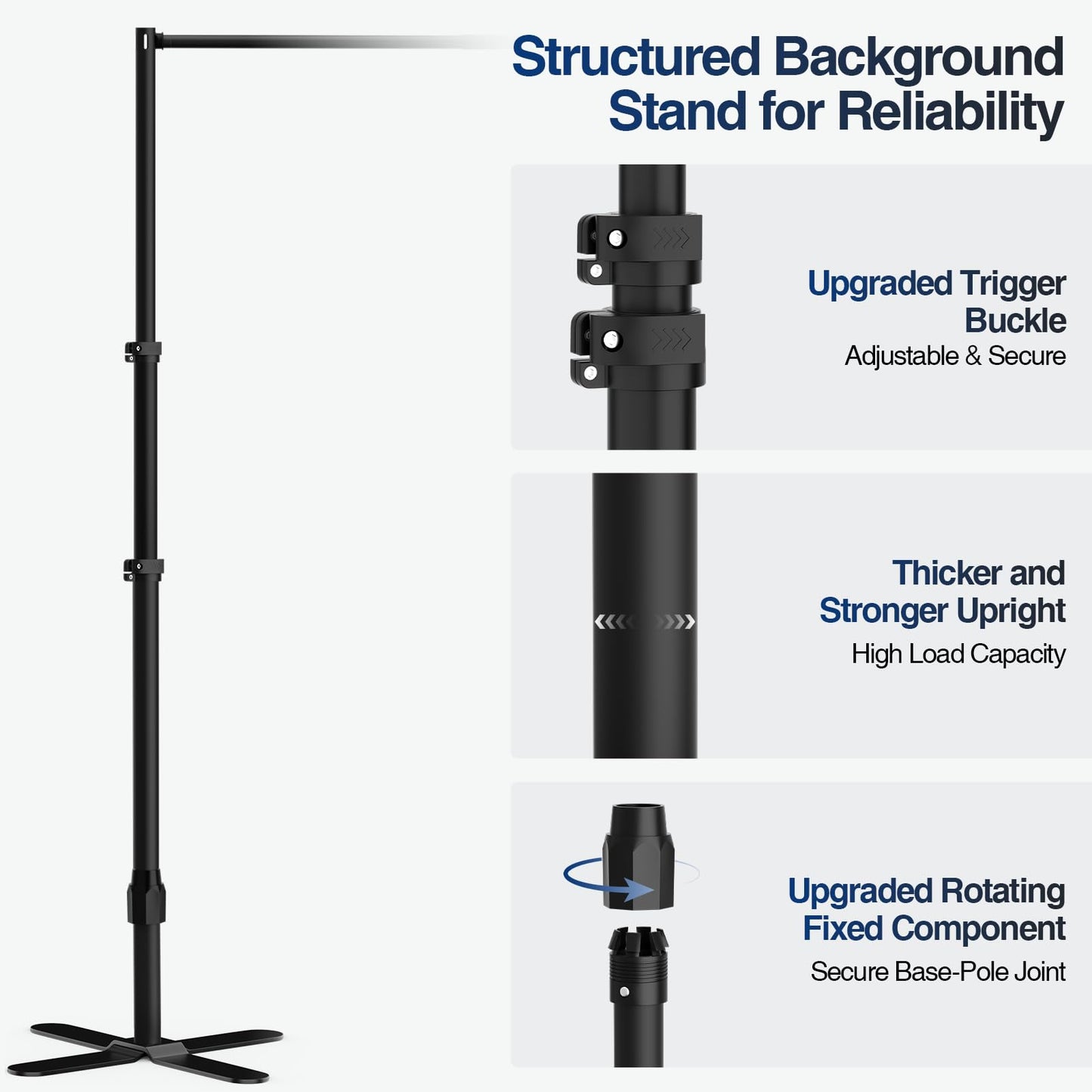 EMART Backdrop Stand Heavy Duty 10x10Ft, Pipe and Drape Photo Background Photography Kit, Adjustable Metal Frame with X-Shaped Base for Wedding Birthday Party Decoration-Black