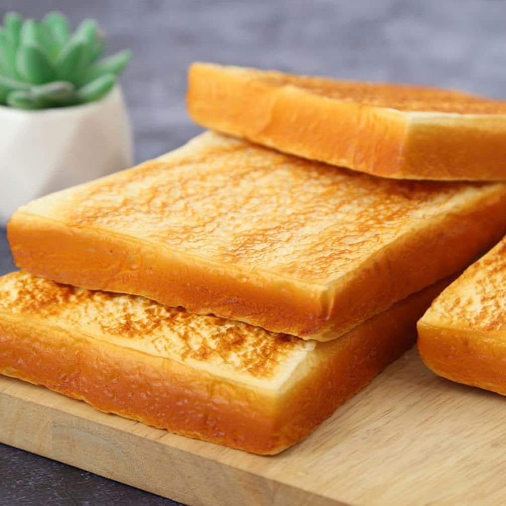 2 4.52X4.52X0.78 Inch Kisangel Simulated Bread Adornments Pcs Realistic Toast Model Ornaments for Photography Props