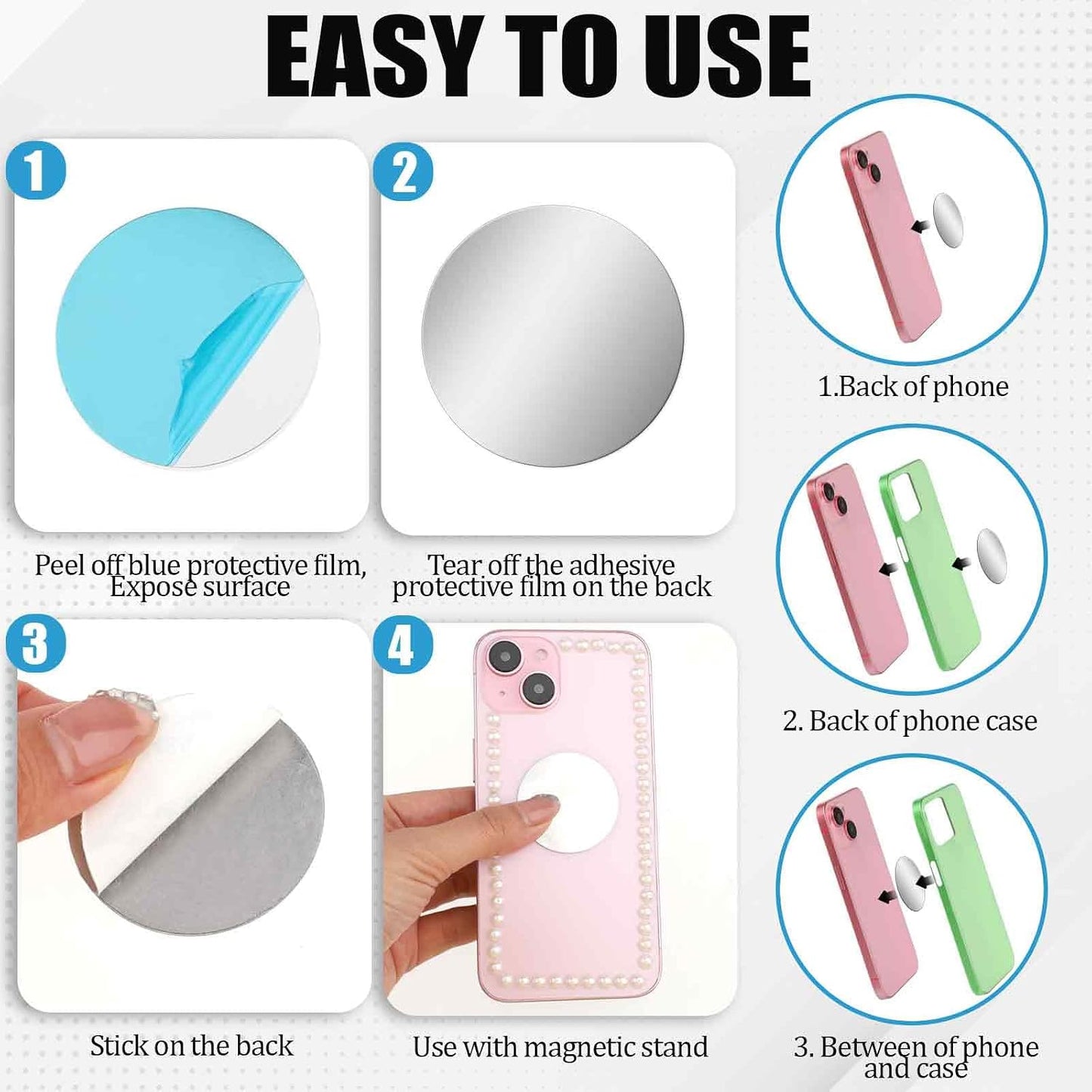 Bewudy 10 Set, Pcs Adhesive Thin Metal Plates (Compatible with Magnetic Mounts), Replacement for Phone Case, Car