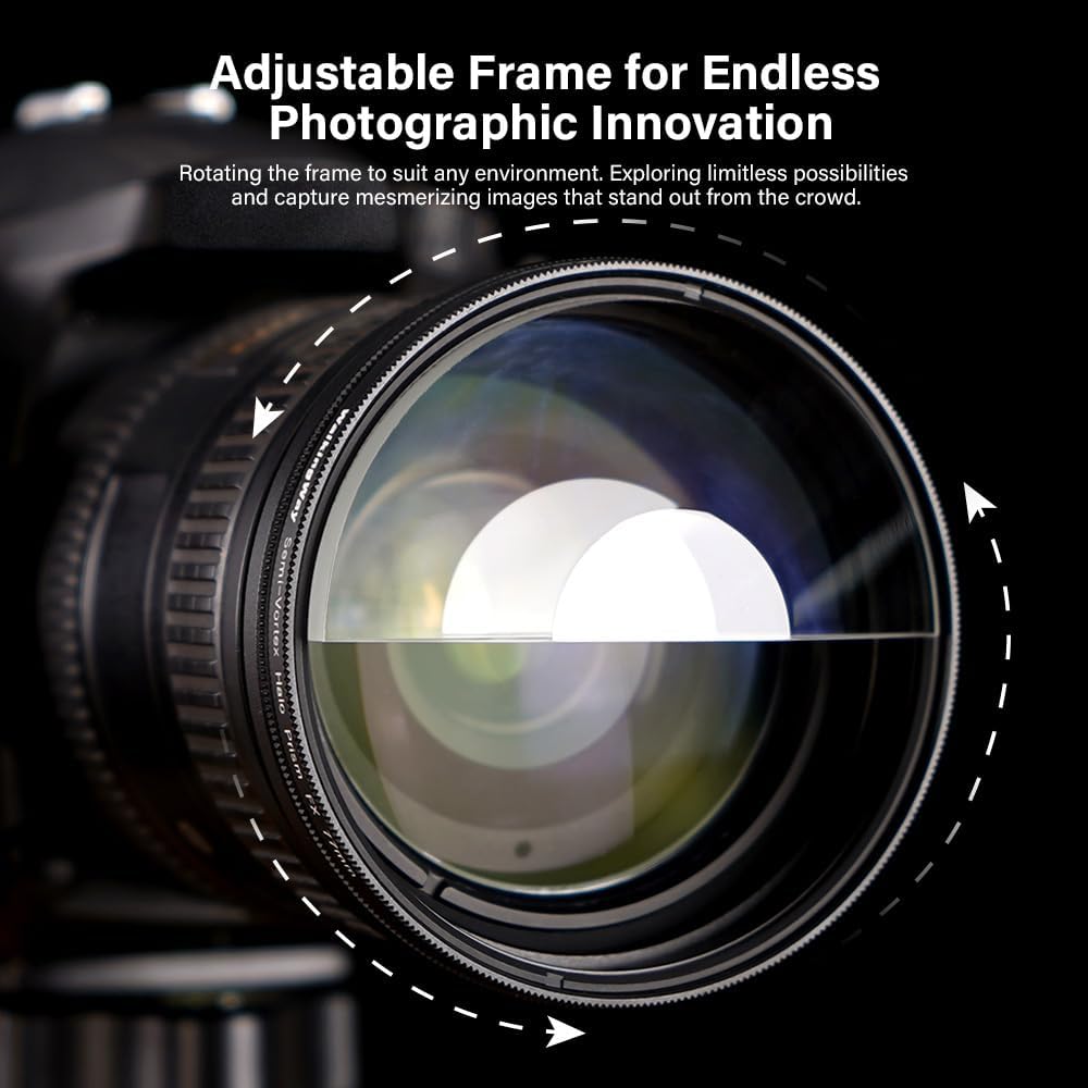 Walking Way 82mm Split Halo FX Prism Lens Filter, Rotating Half-Frame Blur & Halo Effect Filter for Portraits, Creative
