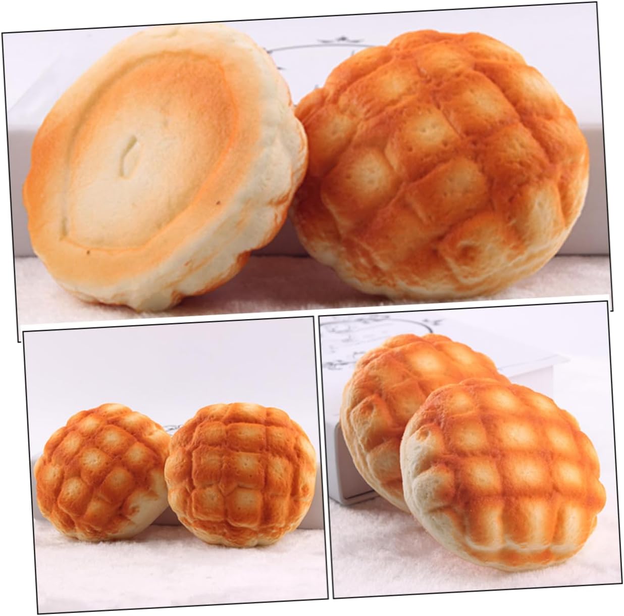 10pcs Yardwe Lifelike Pu Pineapple Bread for Bakery Display Kitchen Decor Photography Props Soft and Safe Artificial