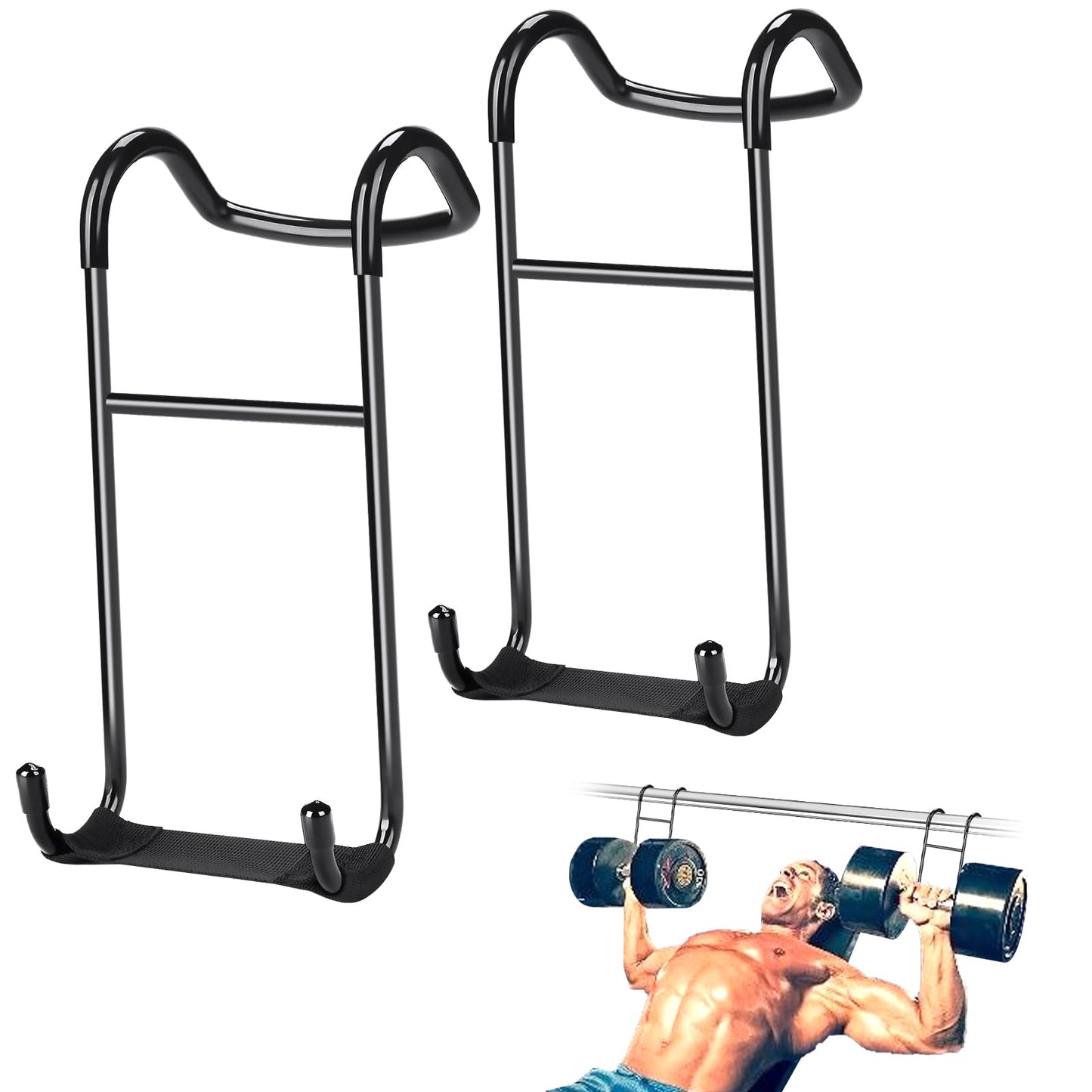Roliwils 225LB Dumbbell Spotter Hooks (Pair) - Reduced noise, anti-scratch | Shoulder/chest press support | Easy solo use | For all fitness