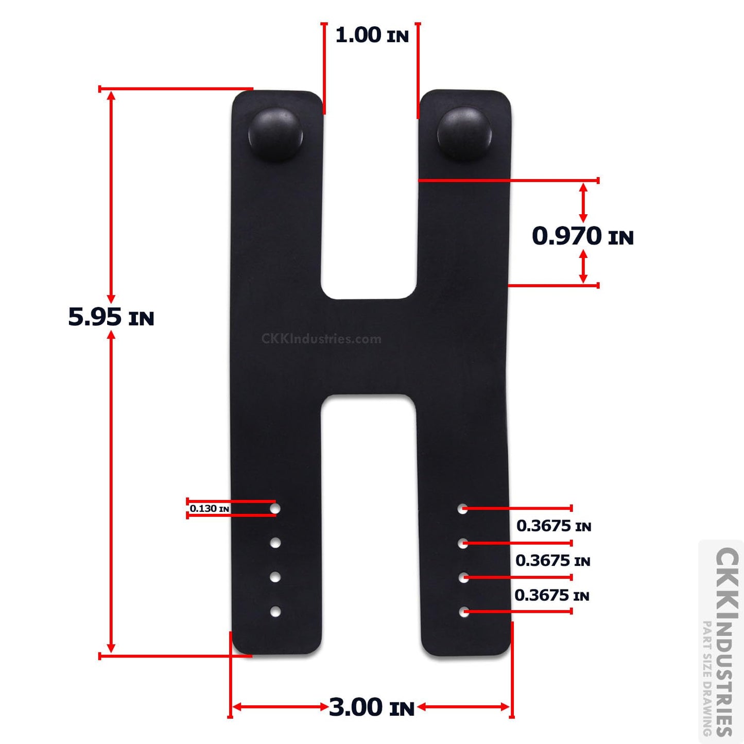 IWB Double Belt Loop - Heavy Duty Rubber – Black w/Pull-The-Dot Snaps/Durable Caps & Mounting Hardware - Belt Loop for IWB Carry - (Fit 1.25-2.00 Inch Belts (Adjustable)