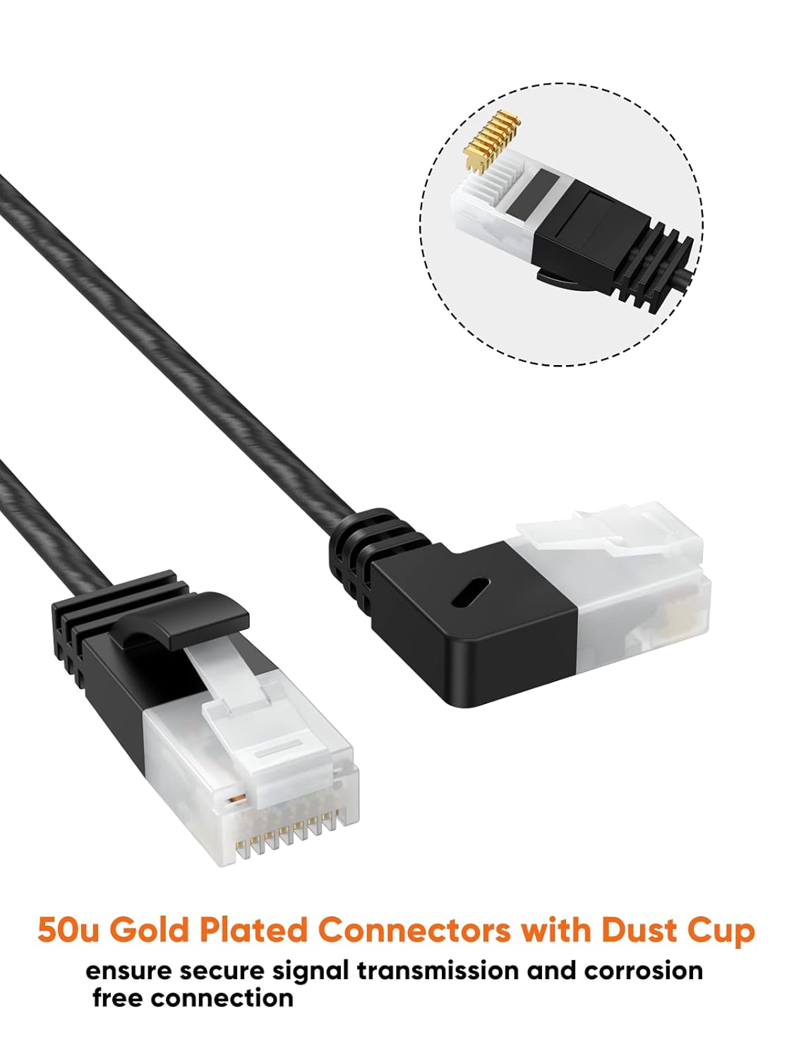 Cat6a 2.8mm, 10G Box,PS5;1.6FT/0.5M CableCreation Ultra Slim Ethernet Short Cable OD Left Angle LAN Super Light Cord