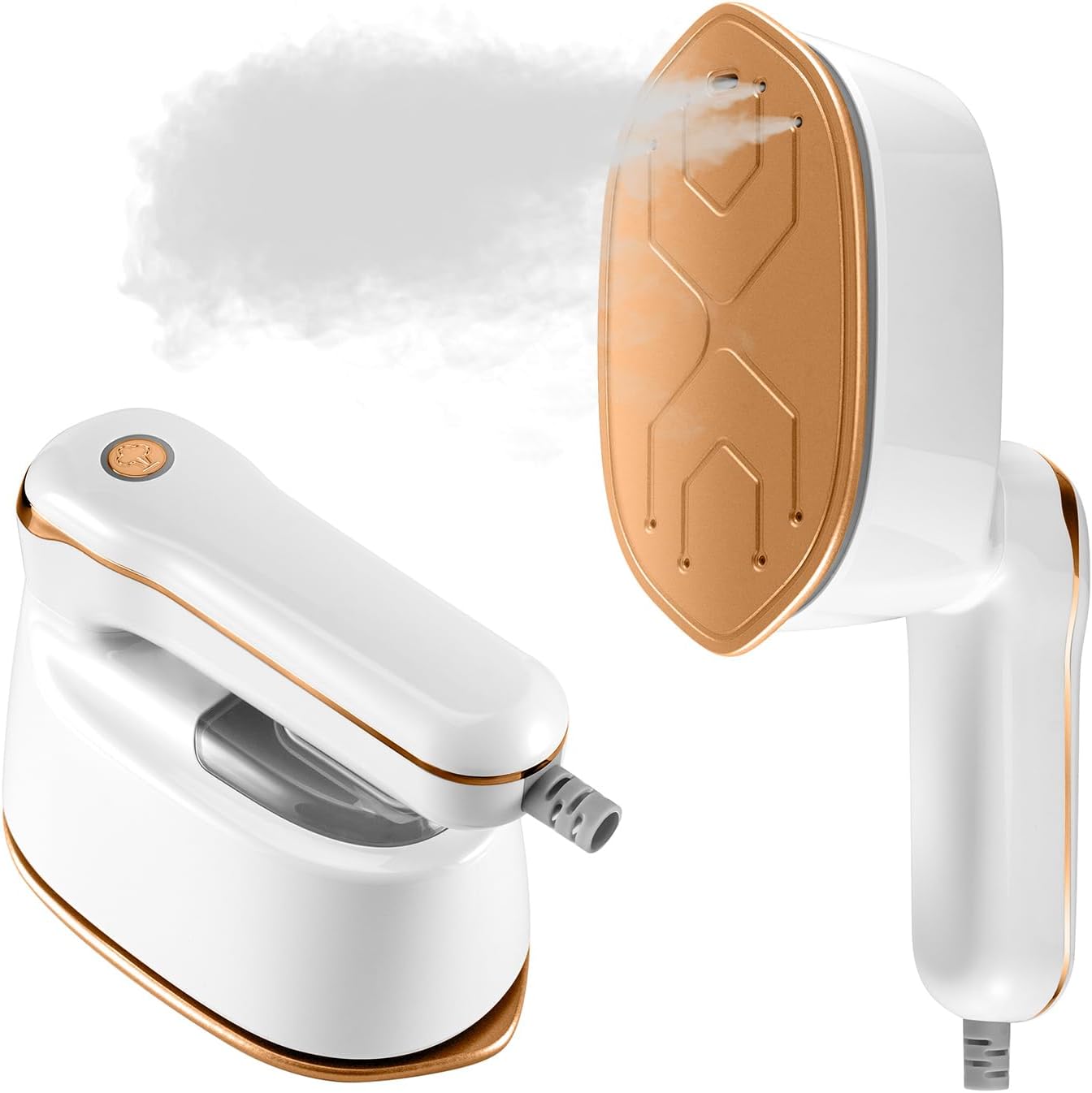 Skiennix Garment Steamer - 2-in-1 Travel Iron with 1100W Power | Fast Heat-Up & 3 Steam Levels (Light White)
