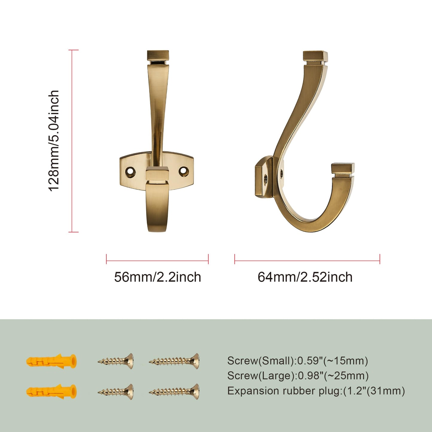 TUNNY Coat Hooks -5 Pack Champagne Bronze Towel Hooks Robe Hooks Decorative Wall Hooks for Bathroom Bedroom Kitchen Towel Robe Clothes Cabinet Closet Bathroom Hardware