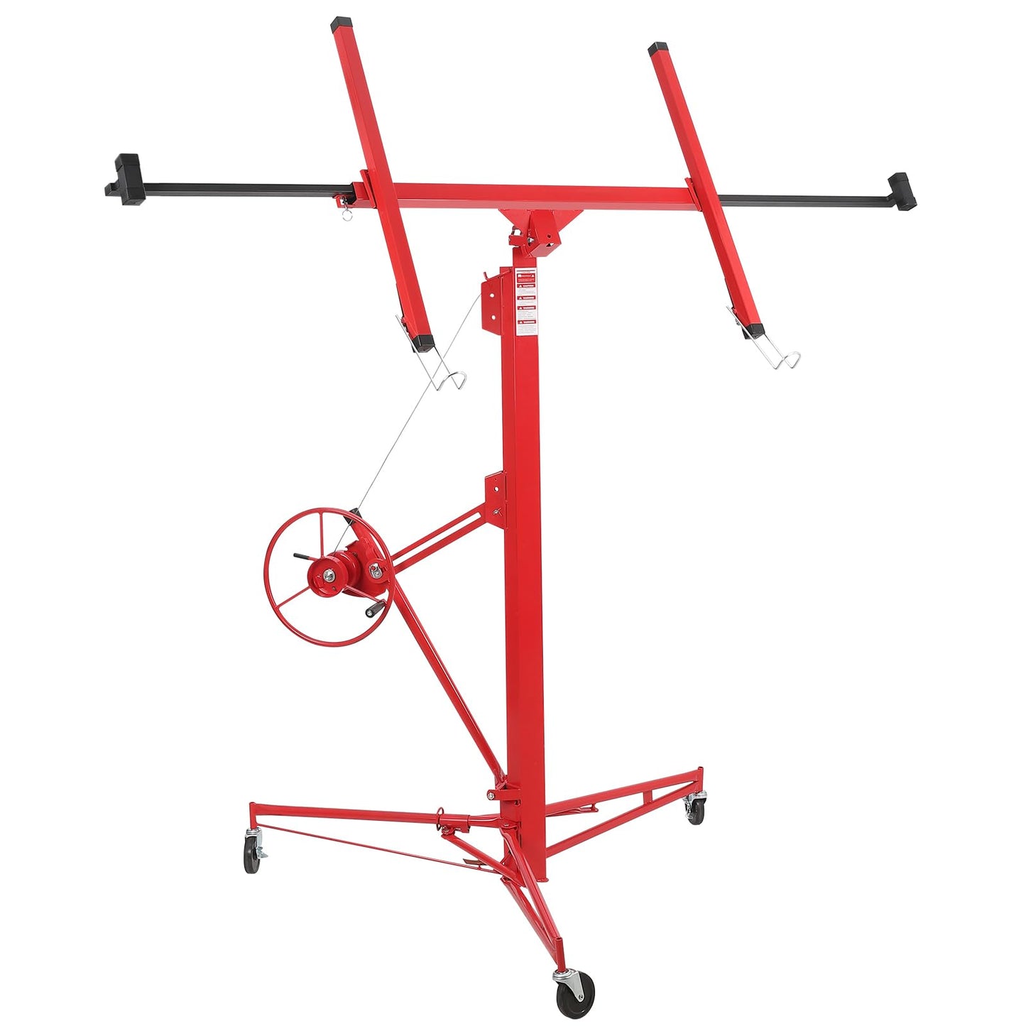 Garvee Drywall Lift 16 ft, Drywall Jack Lift for Ceiling, Adjustable Panel Hoist, 150 LBS Heavy Duty Drywall Lifter, 3 Lockable Wheels Foldable Sheetrock Lift for Home Improvement, Red