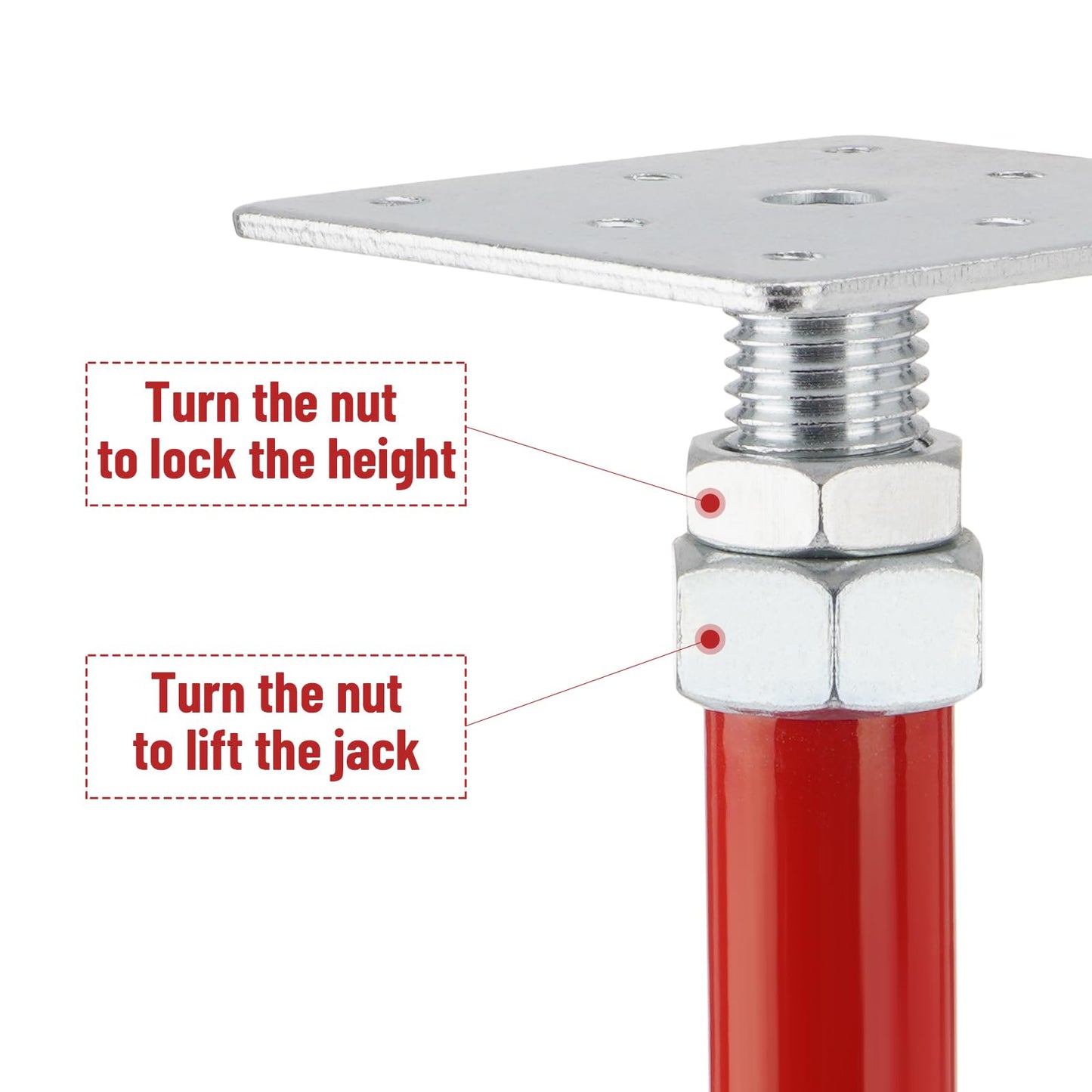 TRUCFUSION 5-8" House Floor Jacks Adjustable Screw Jacks Post, Foundation Jacks for Leveling The Basement Floor, Load Capacity 5000lbs, 4PCS