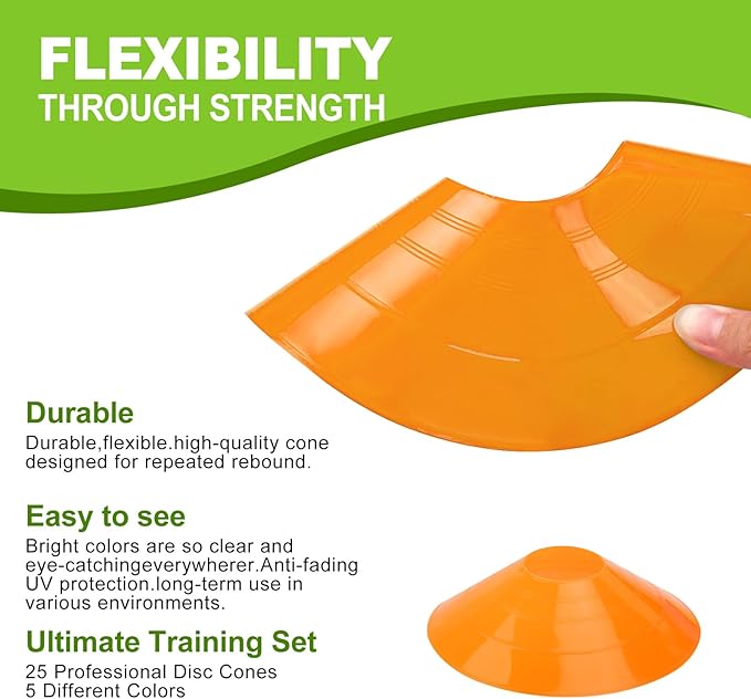 Ashsajkd(Set of 25/50/100 - Agility Soccer Cones with Carry Bag and for ï¼?Football Cones for TrainingFootball, Basketball, Coaching, Agility Cones for Indoor and Outdoor Games