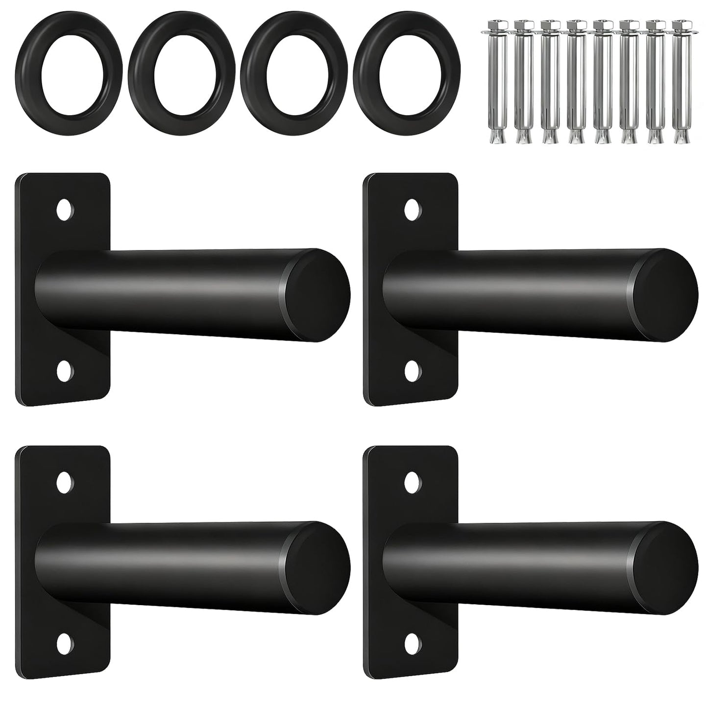 Wall Mounted Weight Plate Holder - Fit 2inch Olympic Weight Plates, Protective Rubber Pad (2-inch-4 PACK)