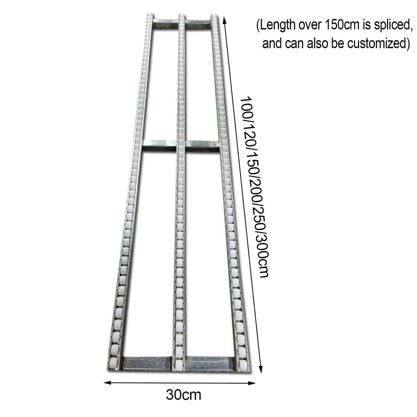 CHENWMZ Portable Plastic Roller Conveyor Stand for Light Duty Gravity Transport Splicable Roller Slides for Easy Unloading Silver 30cm x 300cm