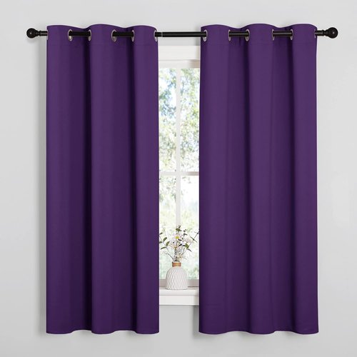 NICETOWN Blackout Curtains - Thermal Insulated Solid Ring Top Drapes | Set of 2, 42 x 63 Inch, Royal Purple