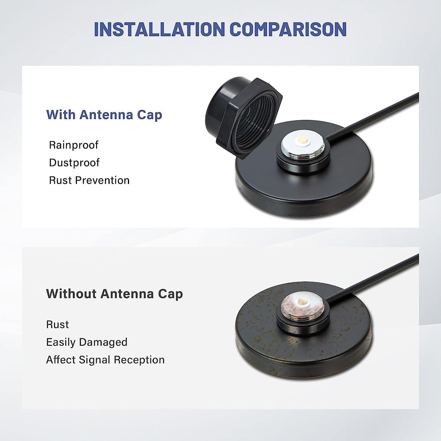 Anina 16.4 RG58 PL-259 NMO Antenna Magnetic Base Mount FT Coaxial Cable Plug with NMO Antenna Mounting Cap for CB Ham