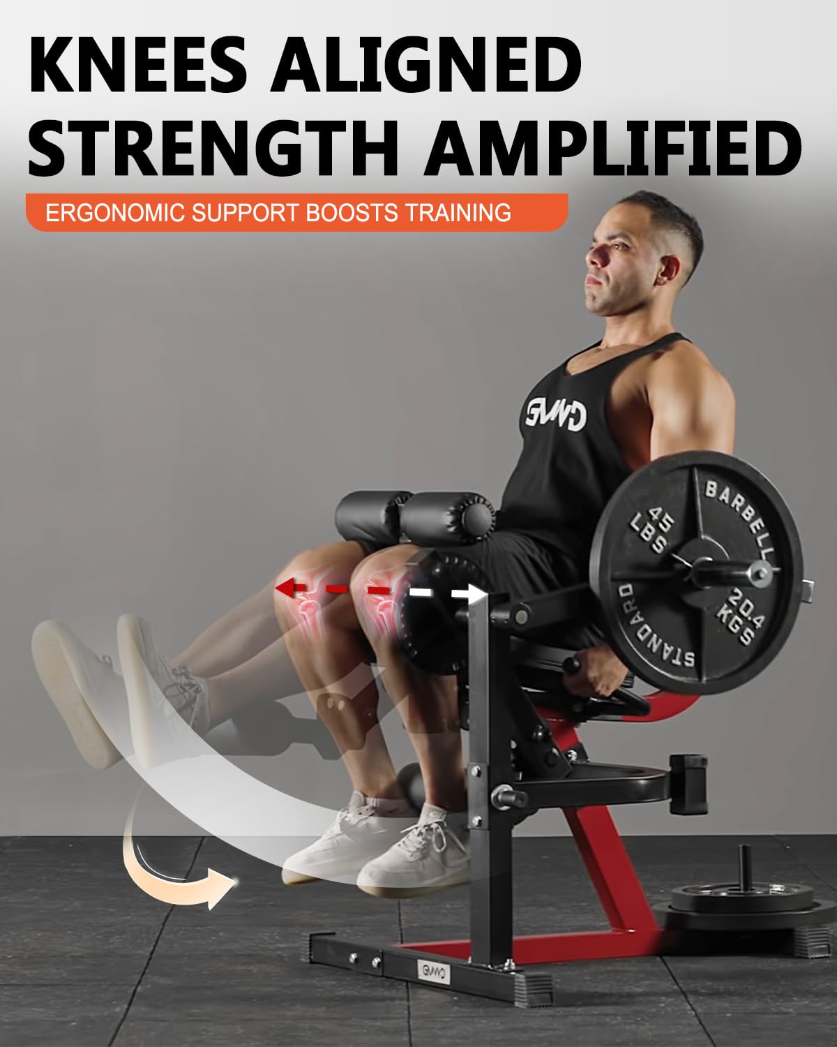 GMWD Leg Extension and Curl Machine, Lower Body Special Leg Machine, Adjustable Leg Exercise Bench with Plate Loaded, Leg Rotary Extension for Thigh, Home Gym Weight Machine, Red