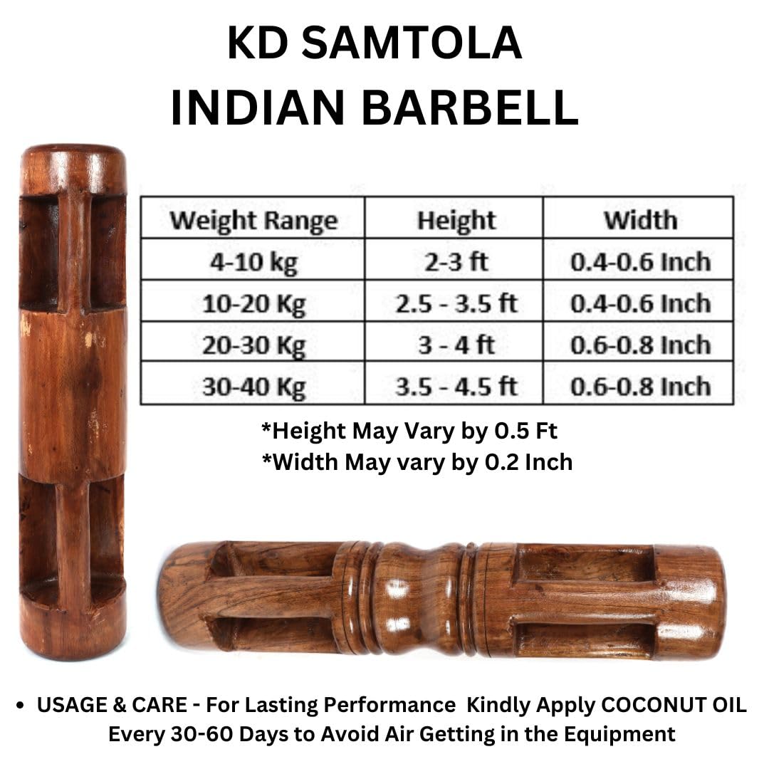 KNK SAMTOLA FITNESS BARBELL INDIAN KARLA KATAI FITNESS DURABLE WOODEN EQUIPMENT (4 TO 6 KG)