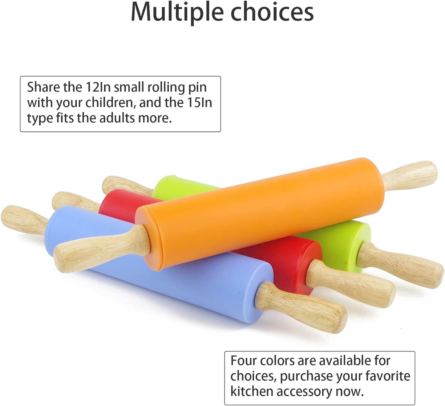 Skiennix Silicone Rolling Pin - Non-Stick Dough Roller with Wooden Handle | Perfect for Baking