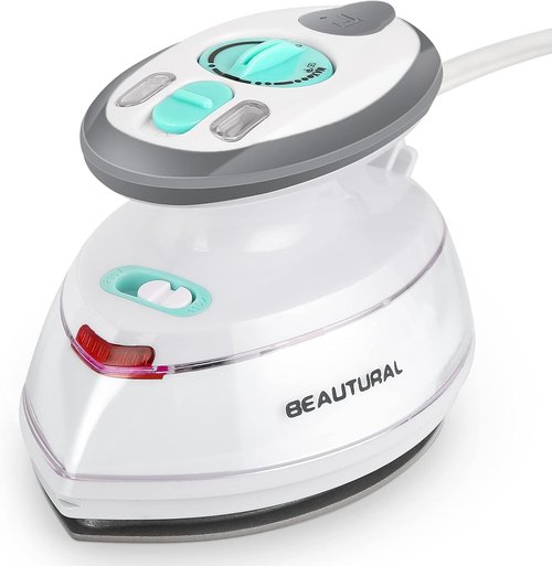 Beautural Mini Travel Steam Iron - Dual Voltage, Non-Stick Soleplate, Perfect for Sewing & Quilting