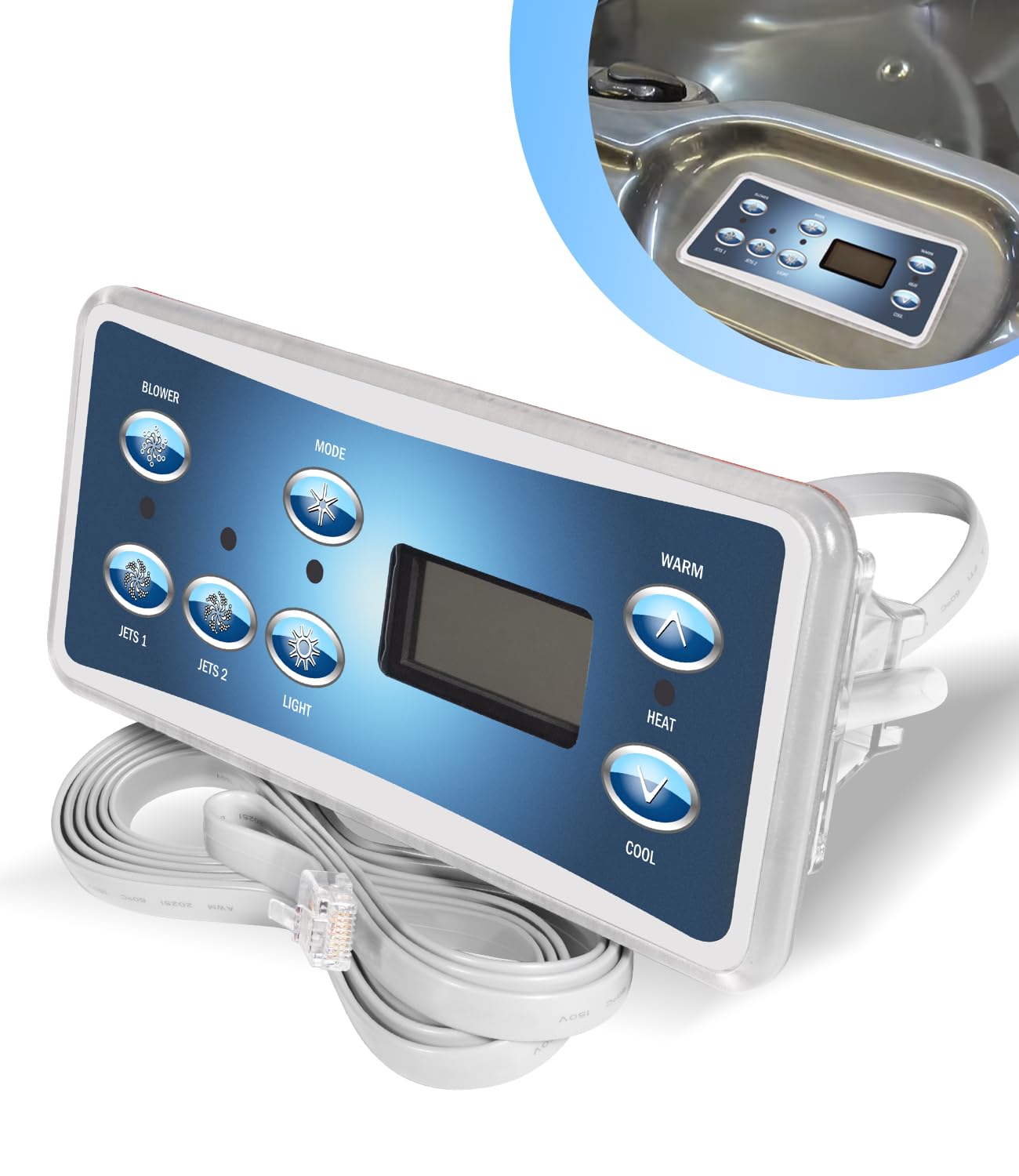besttruck Replacement for Balboa 53189, VL701S Topside Control Panel with 7-Button, with Phone Plug Type Connector Conveniently Connects with VS510SZ and VS520SZ SPA Controllers