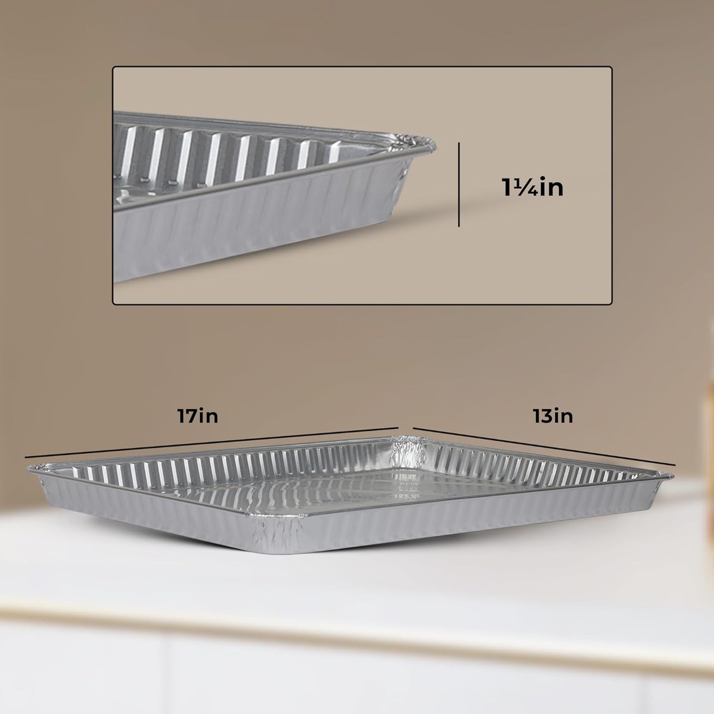 PLASTICPRO Aluminum Cookie Sheets - 100 Pack Heavy-Duty Disposable Baking Pans | 13 x 17 Inches