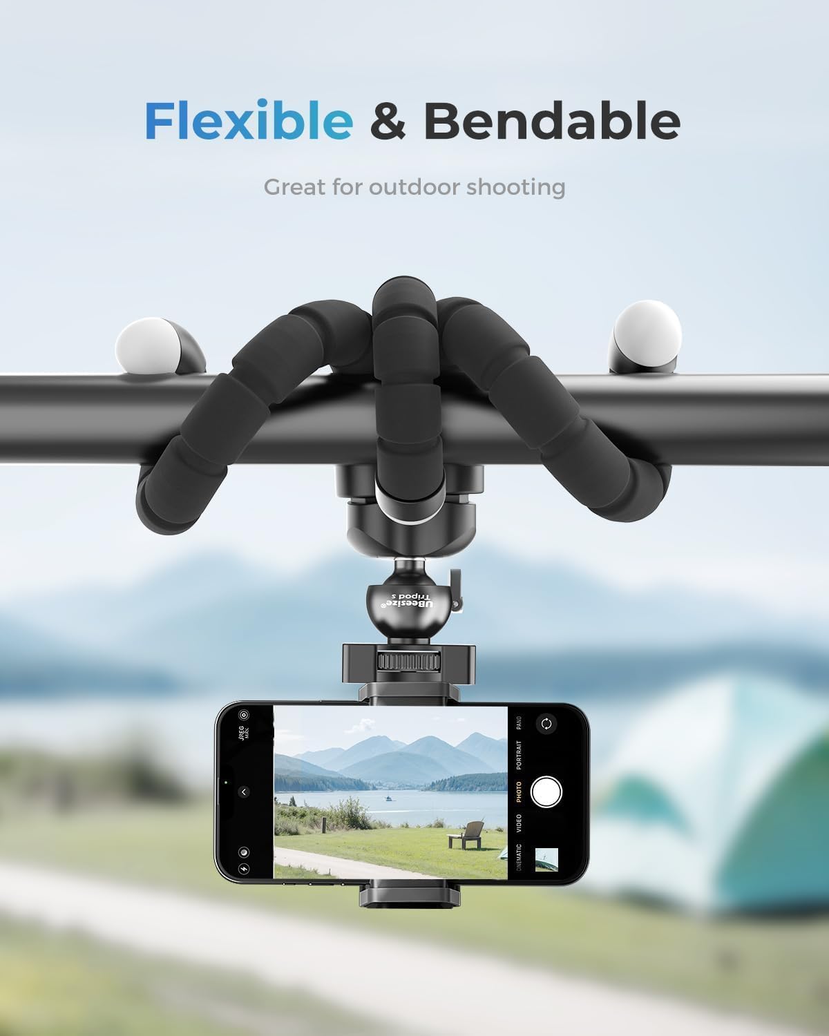 Acuvar Flexible Phone Tripod Stand, Mini Portable Smartphone Tripod with Adjustable Holder for iPhone & Android