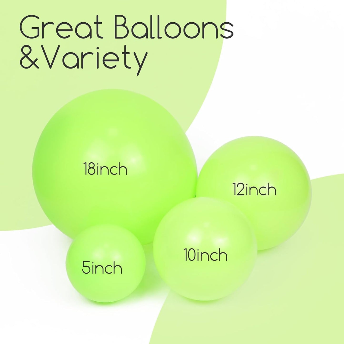 Skiennix Lime Green Balloons - 120-Piece Set for Dinosaur Baby Shower & Birthday Party Decor | 5-18 Inch Sizes