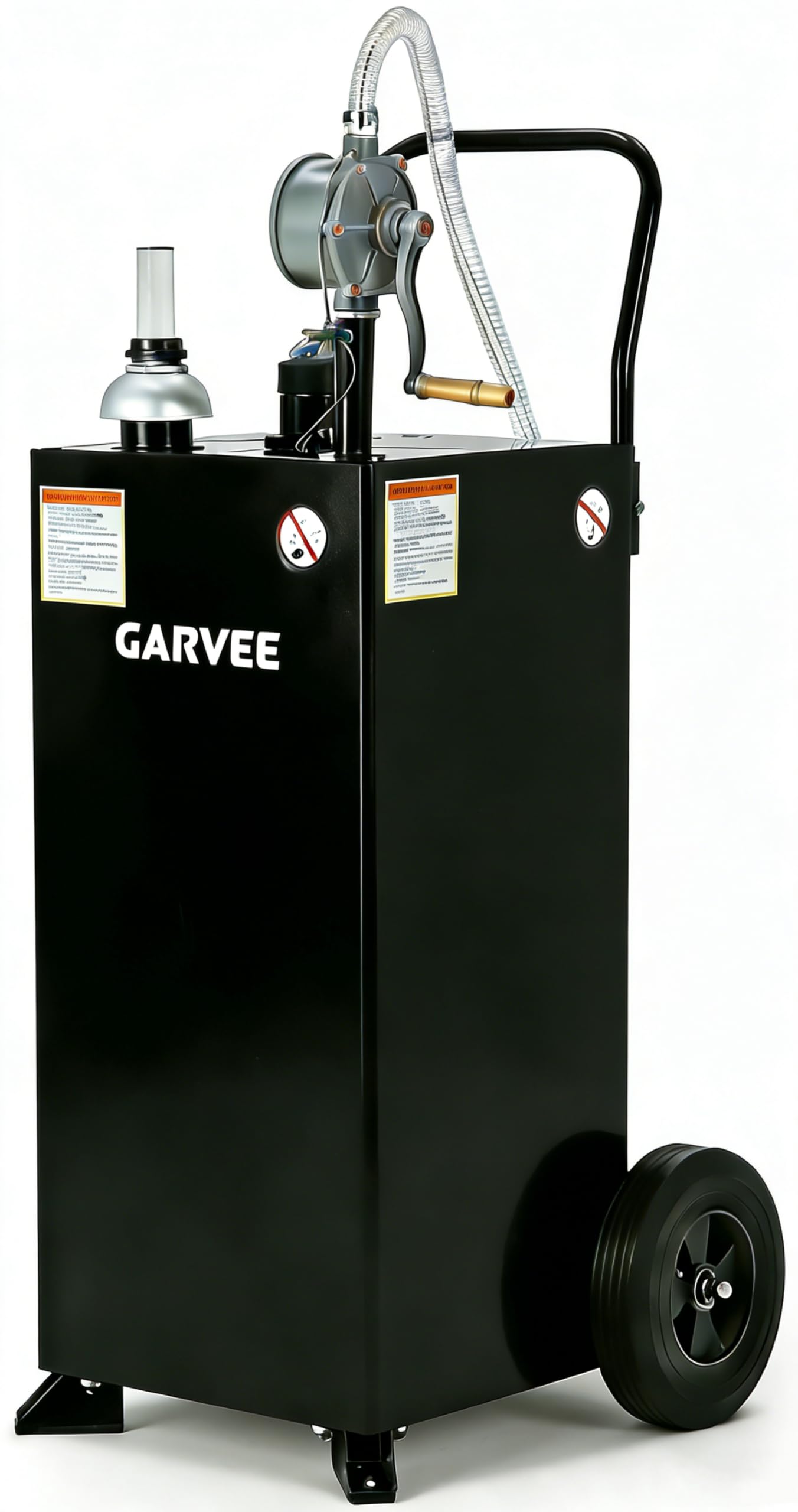 Garvee Fuel Transfer Tank with Pump, 35 Gallon Fuel Caddy, Gas Storage Tank, Gasoline Diesel Fuel Tank for Cars, Lawn Mowers, ATVs, Boats, More, Black