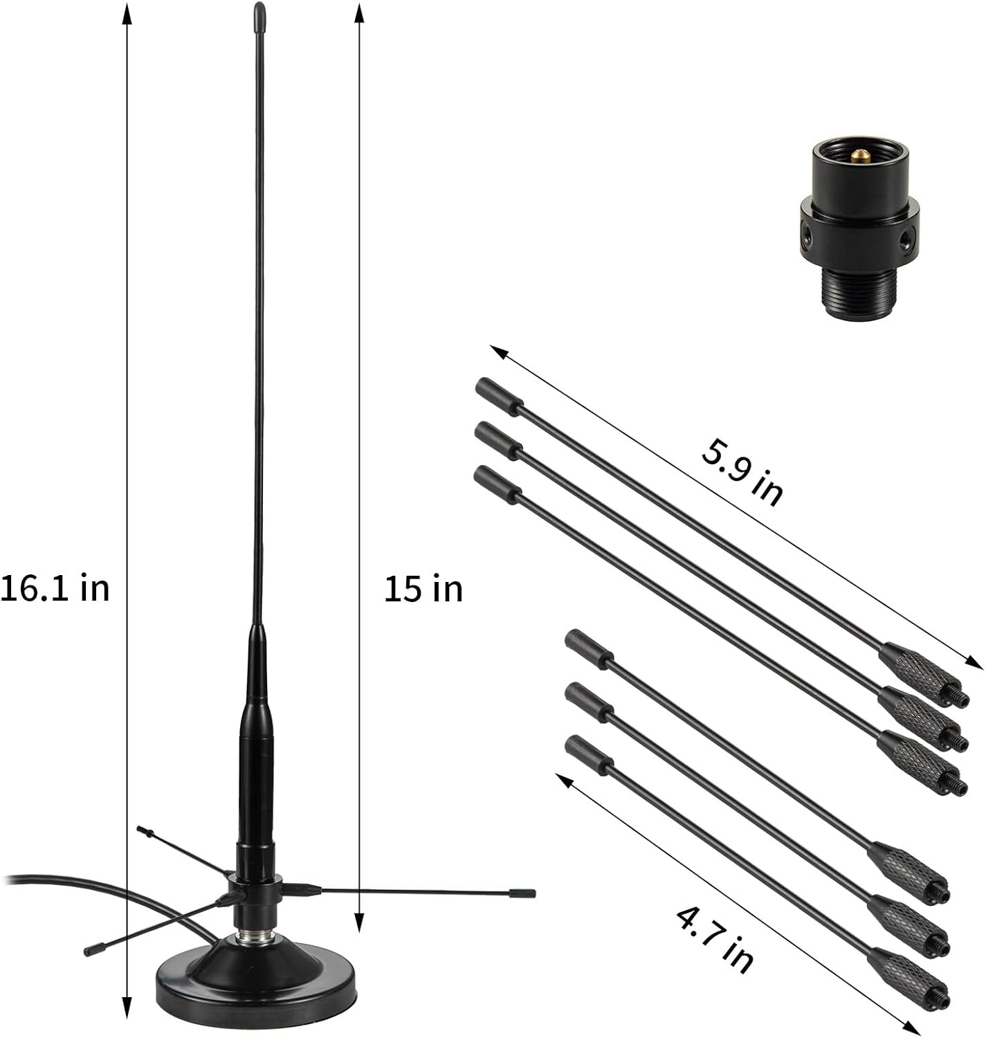 eifagur 136-174MHz 400-470MHz PL259 UHF VHF Dual Band Magnetic Base Mount Soft Whip Antenna with Ground Plane Kit