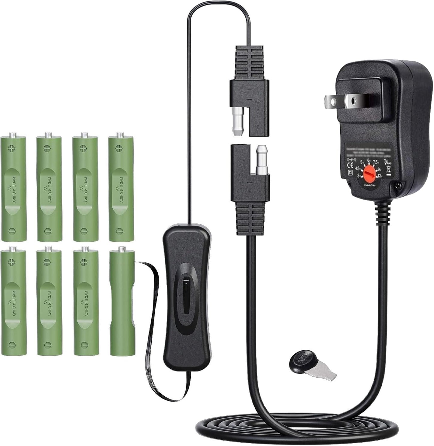 QUZOC Dummy 8 Adjustable AC Continuous Power Supply Adapter AA Battery kit (Replace up to AA Battery)